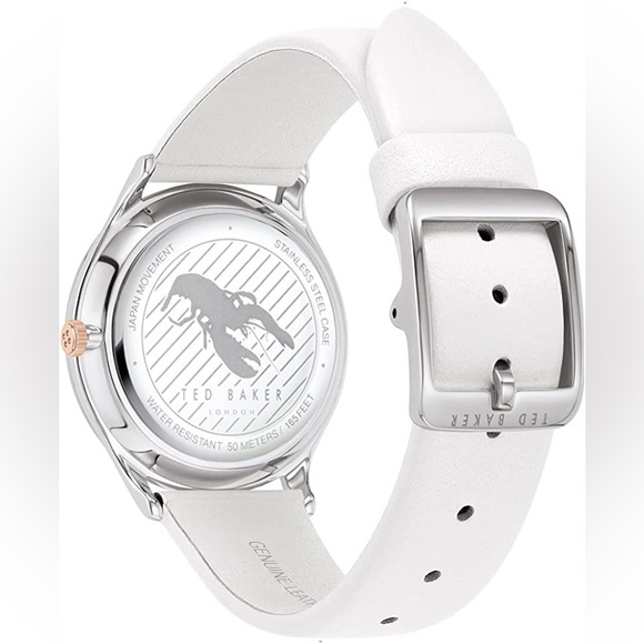 TED BAKER 36mm Belgravia Floral Printed Watch in White Leather Strap - Picture 3 of 14